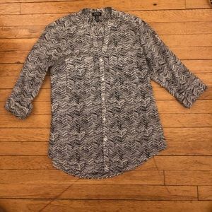 Black and white patterned blouse